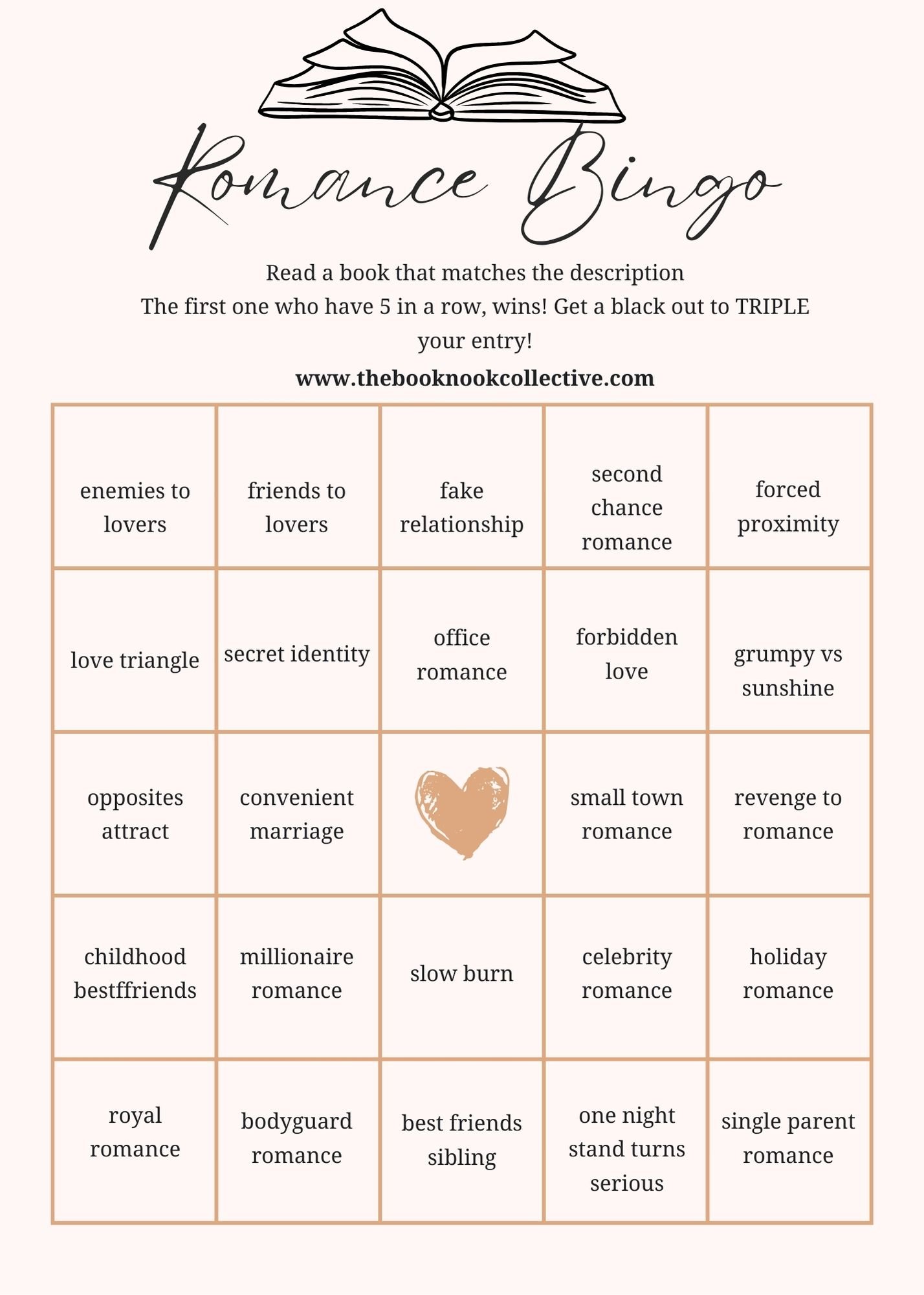 Romance Bingo Board