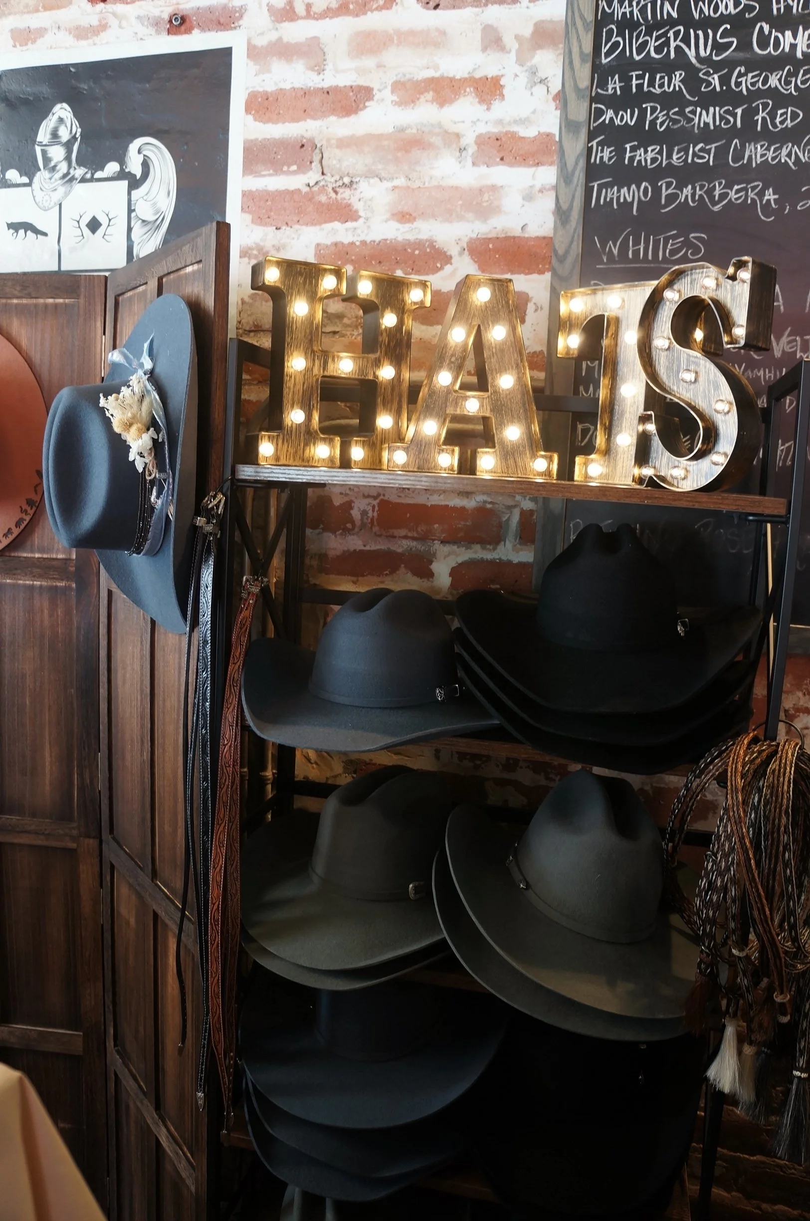 Hat Bar setup for Aspen wedding welcome party