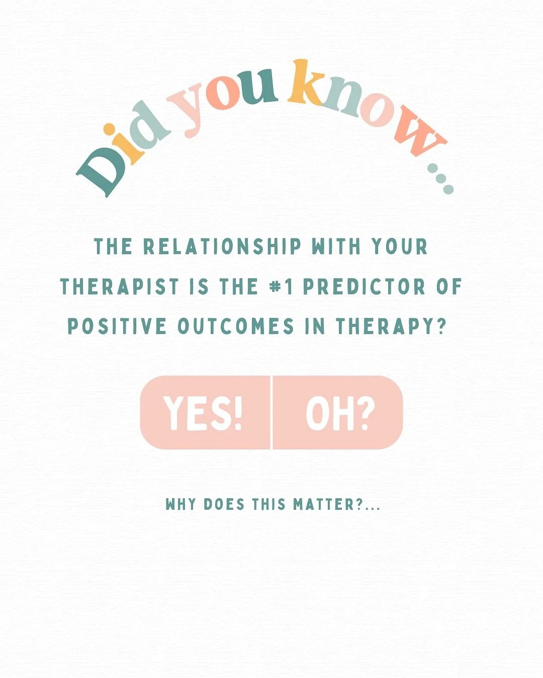 Turns out, the best predictor of therapy success isn&rsquo;t the technique- it&rsquo;s the relationship. 🌸 #therapy #therapist #counseling #mentalhealth 

🫶🏼 This content is for informational purposes only and is not medical advice. Interacting on