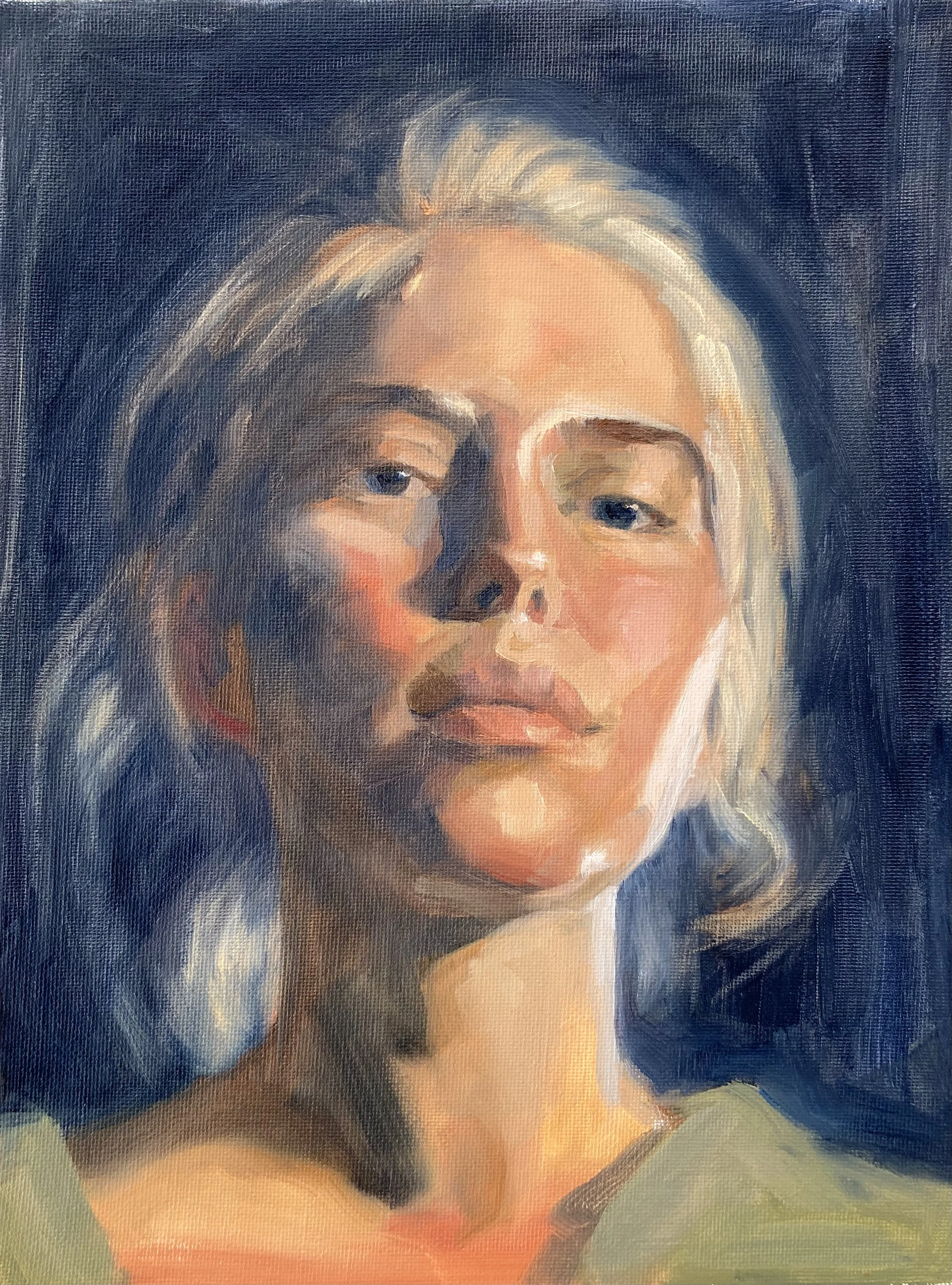 alla-prima self portrait, oil on canvas, 2021