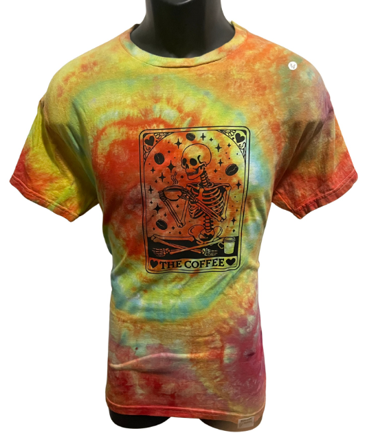 “The Coffee” Tarot Tie-Dye T-Shirt – Adult Medium