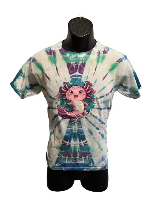 Happy Axolotl Tie-Dye T-Shirt – Youth Large