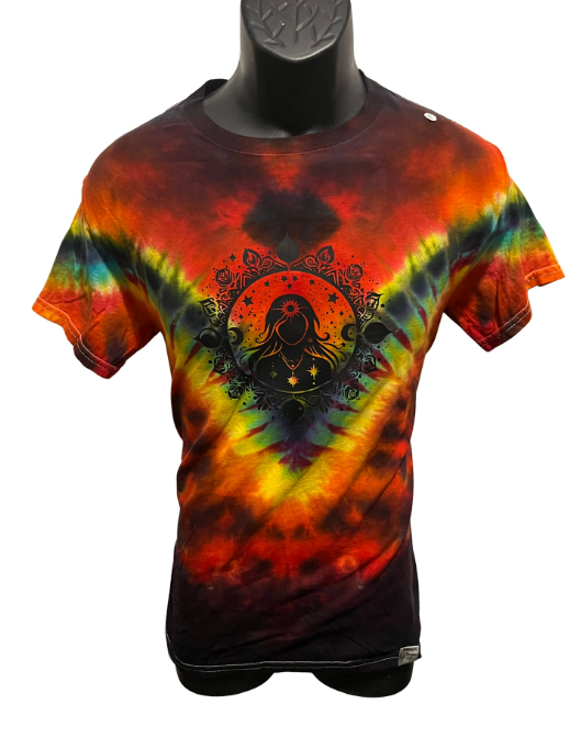Prismatic Moon Goddess Tie-Dye T-Shirt – Adult Small