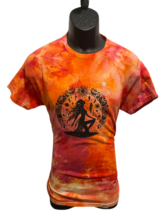 Solar Flame Goddess Tie-Dye T-Shirt – Adult Medium