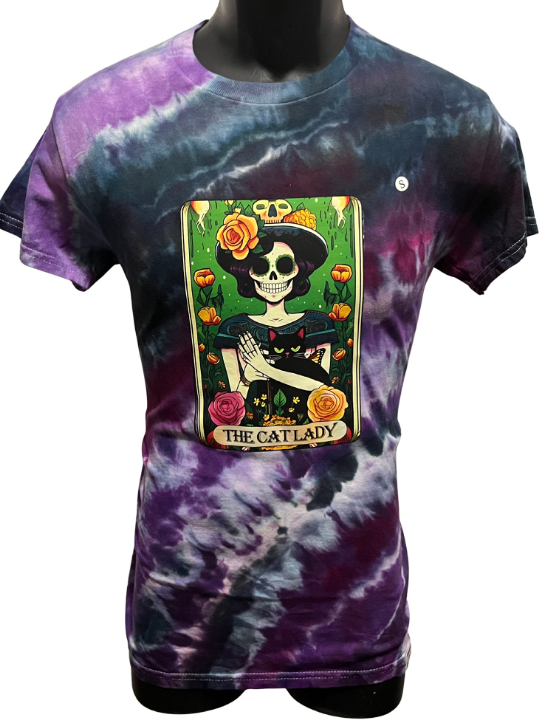 “The Cat Lady” Tarot Tie-Dye T-Shirt – Adult Small