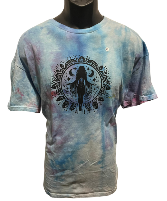 Celestial Moon Goddess Tie-Dye T-Shirt – Adult XL
