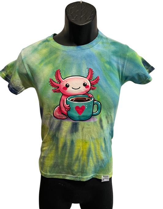 Hot Cocoa Axolotl Tie-Dye T-Shirt – Youth XS