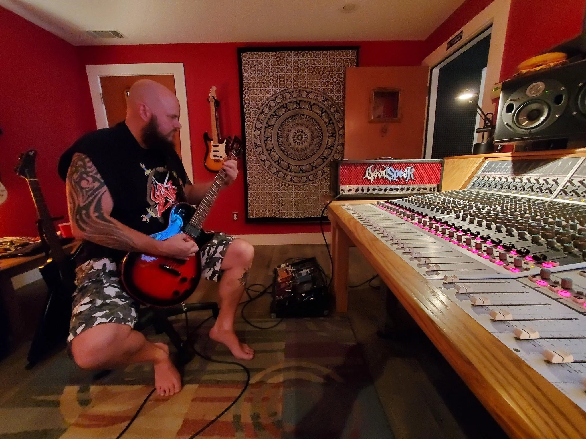 Joey Guerrieri laying down guitar tracks for #DeadSpeak 

check out them cute toesies!