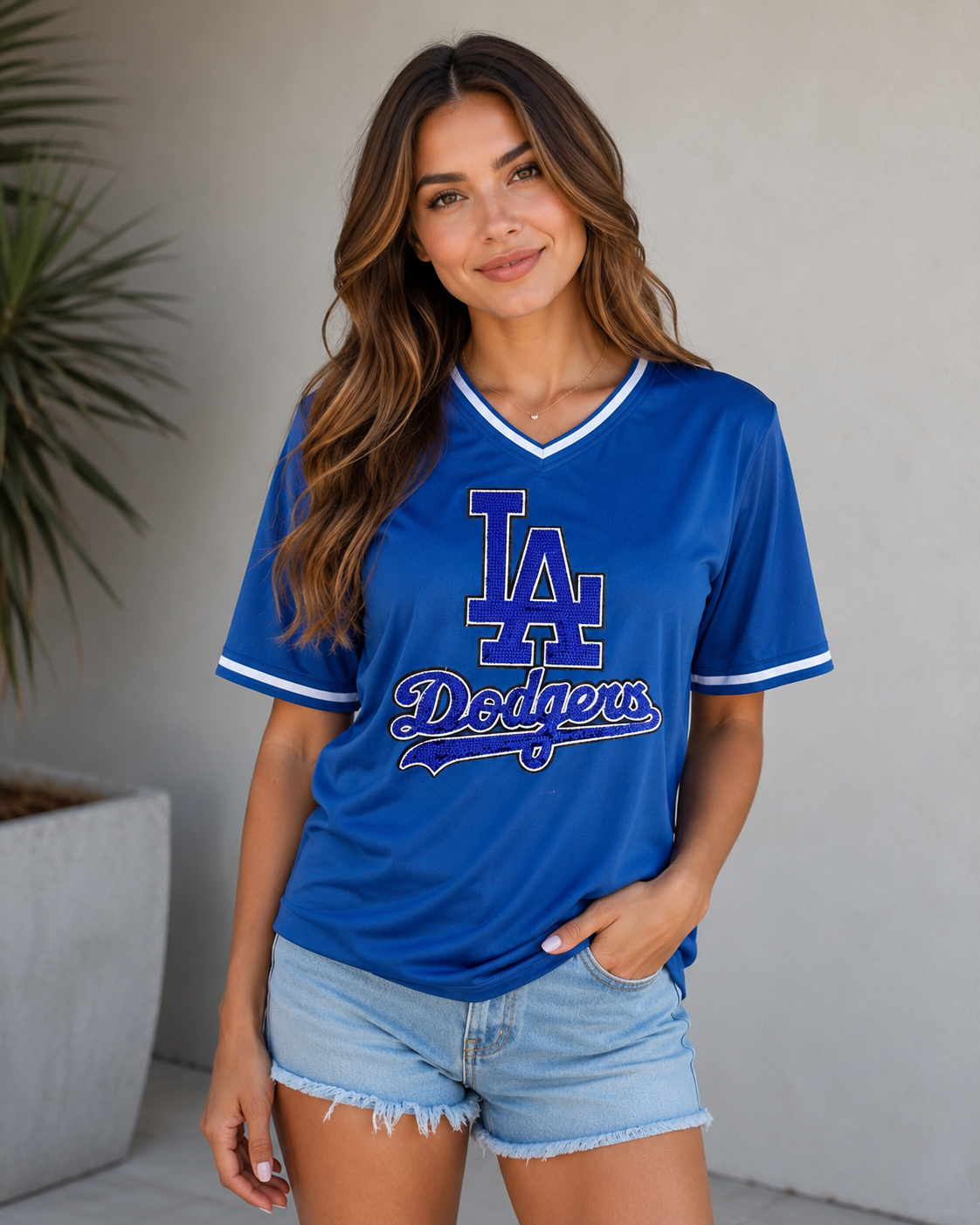 ROYAL BLUE - LA DODGERS SEQUIN BASEBALL JERSEY