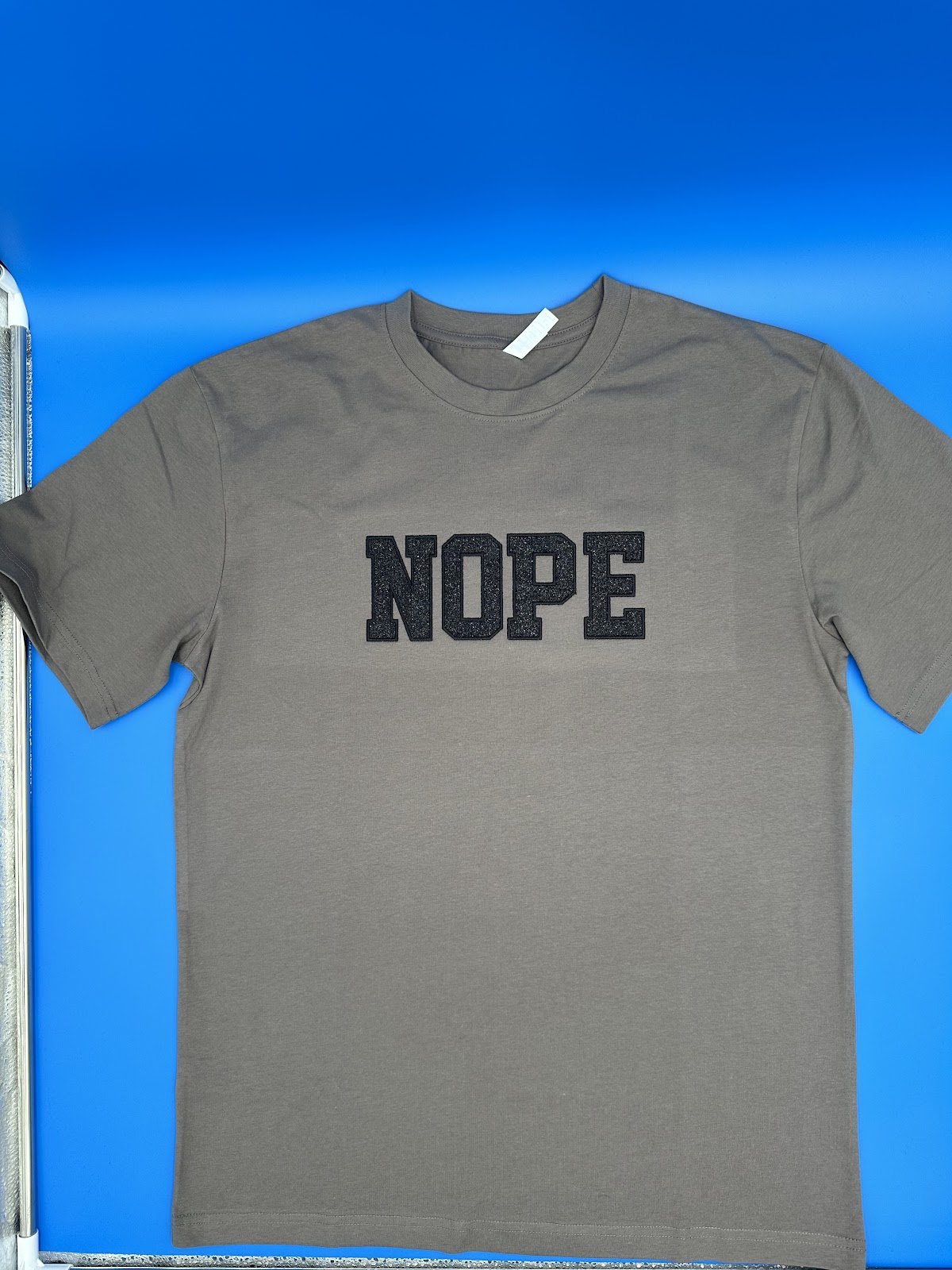 Light Grey - Short Sleeve 'Nope' Applique-Embroidered.jpg