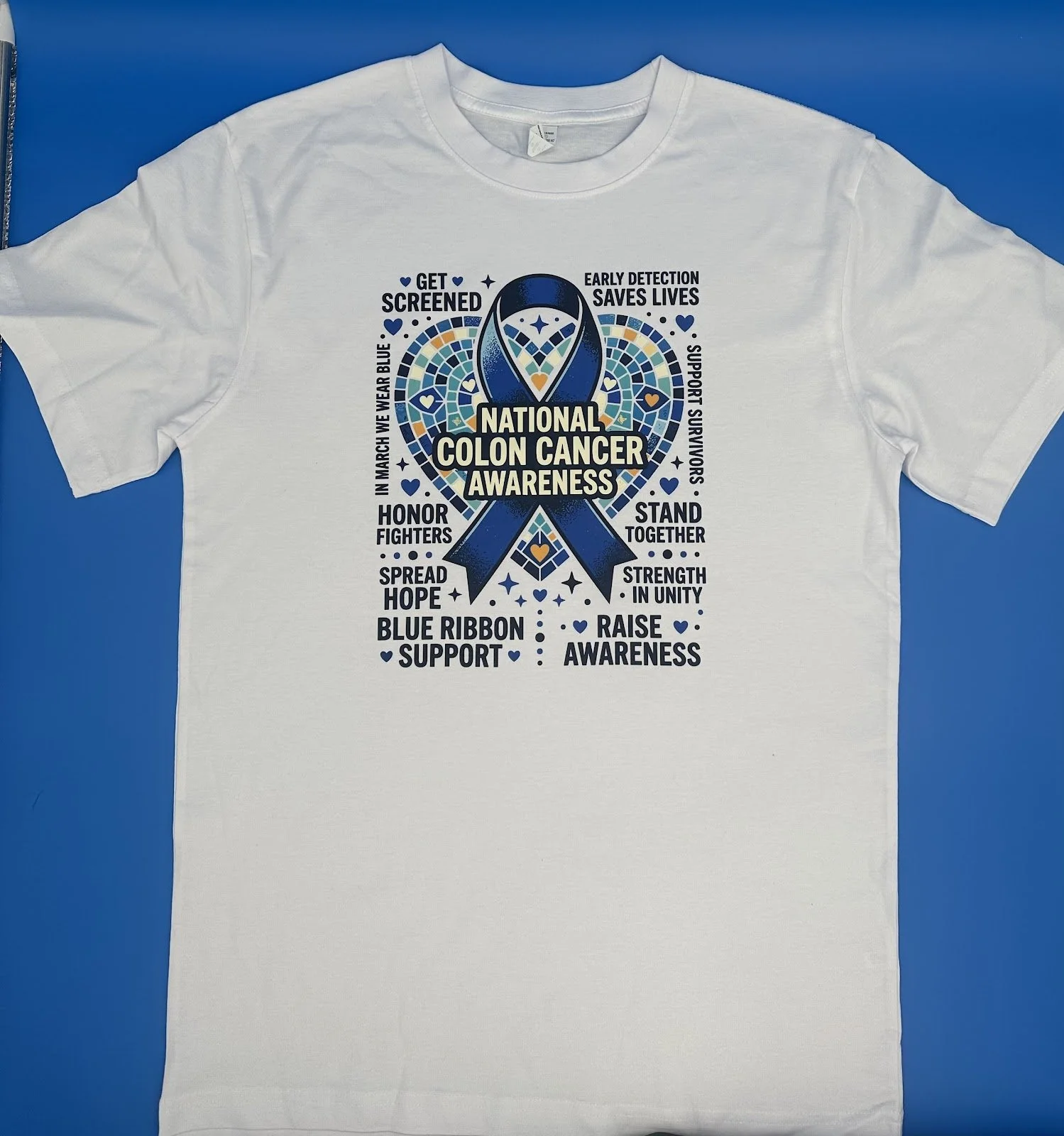 White = T-Shirt 'National Colon Cancer Awareness' Heat Press.jpeg