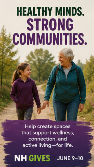 Promotion with older women and young girl walking together on trail to promote wellness and connection