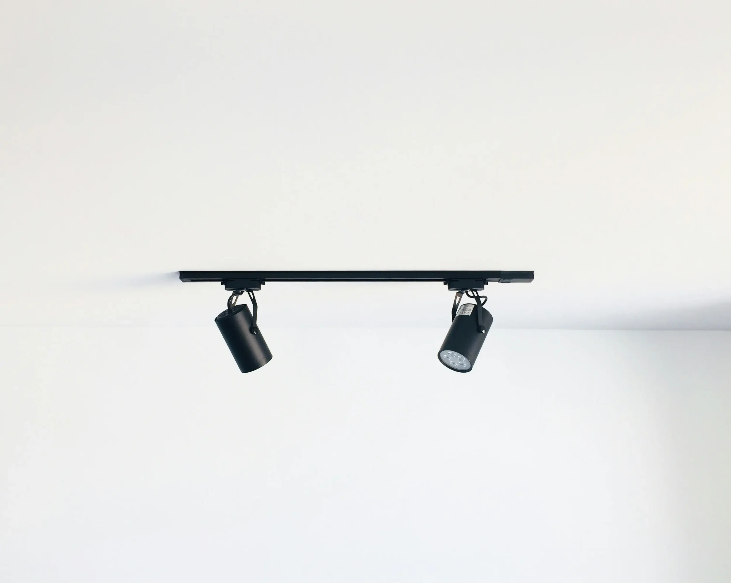 Downlights on a white ceiling
