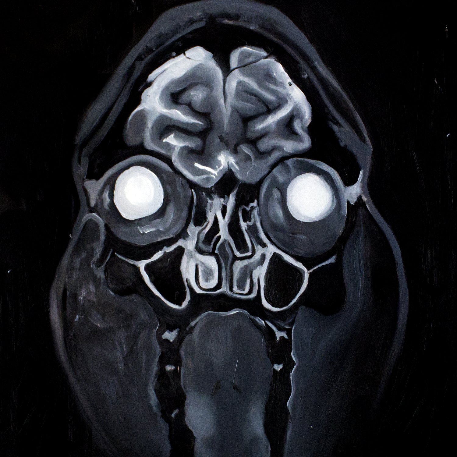 with and without contrast 3, 2026, Oil on wood panel. 18 x 18  in.