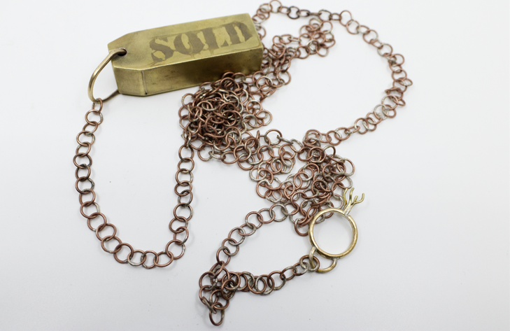 The Ordeal of Marriage, 2025.  Brass and copper, 1 x 1 x 83 in