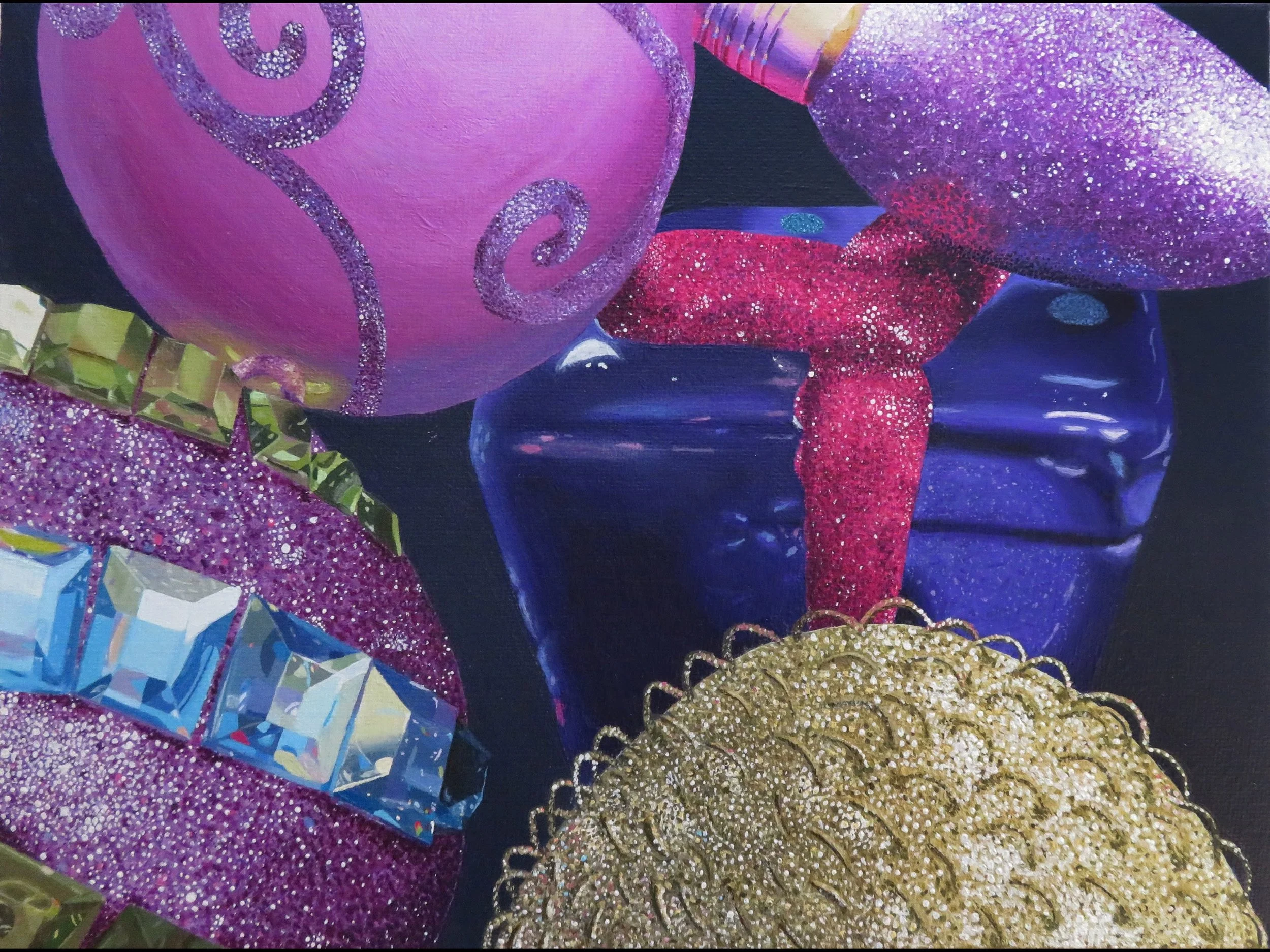 Purple Christmas. Acrylic Paint, 9” x 12”, 2021. Awarded a Regional Scholastic Honorable Mention.