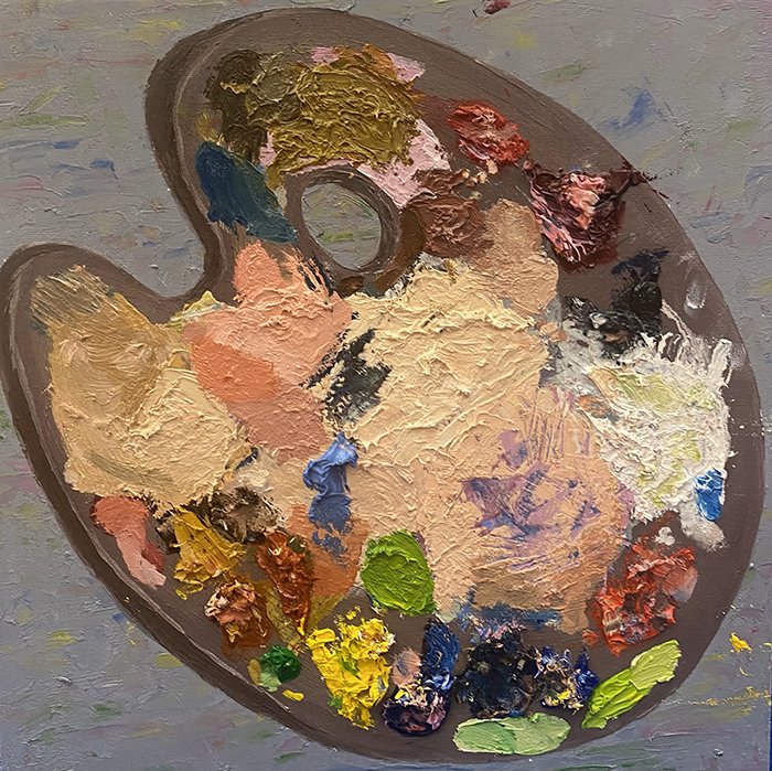 Palette. 12” x 12," Oil on Canvas, 2023.