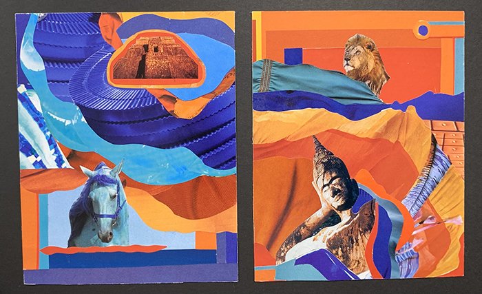 Rustic Waves. Complimentary Diptych, magazine collage, 9” x 12”, 2022. Exhibited in Sacred Heart University’s annual student exhibition.