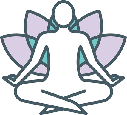 Silhouette of person meditating with lotus flower background