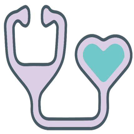 Illustration of a stethoscope with a heart-shaped chest piece