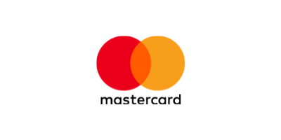 Mastercard logo with interlocking red and orange circles and the word 'mastercard' beneath.