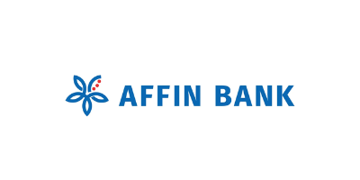 Affin Bank logo with a stylized floral design and the bank's name in blue text.