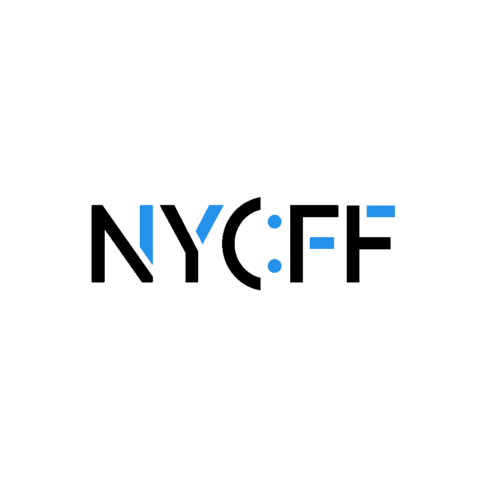 Animated logo for New York Comedy Film Festival with a Capital N,Y,C,F,F, The C is a moving sideways smile.