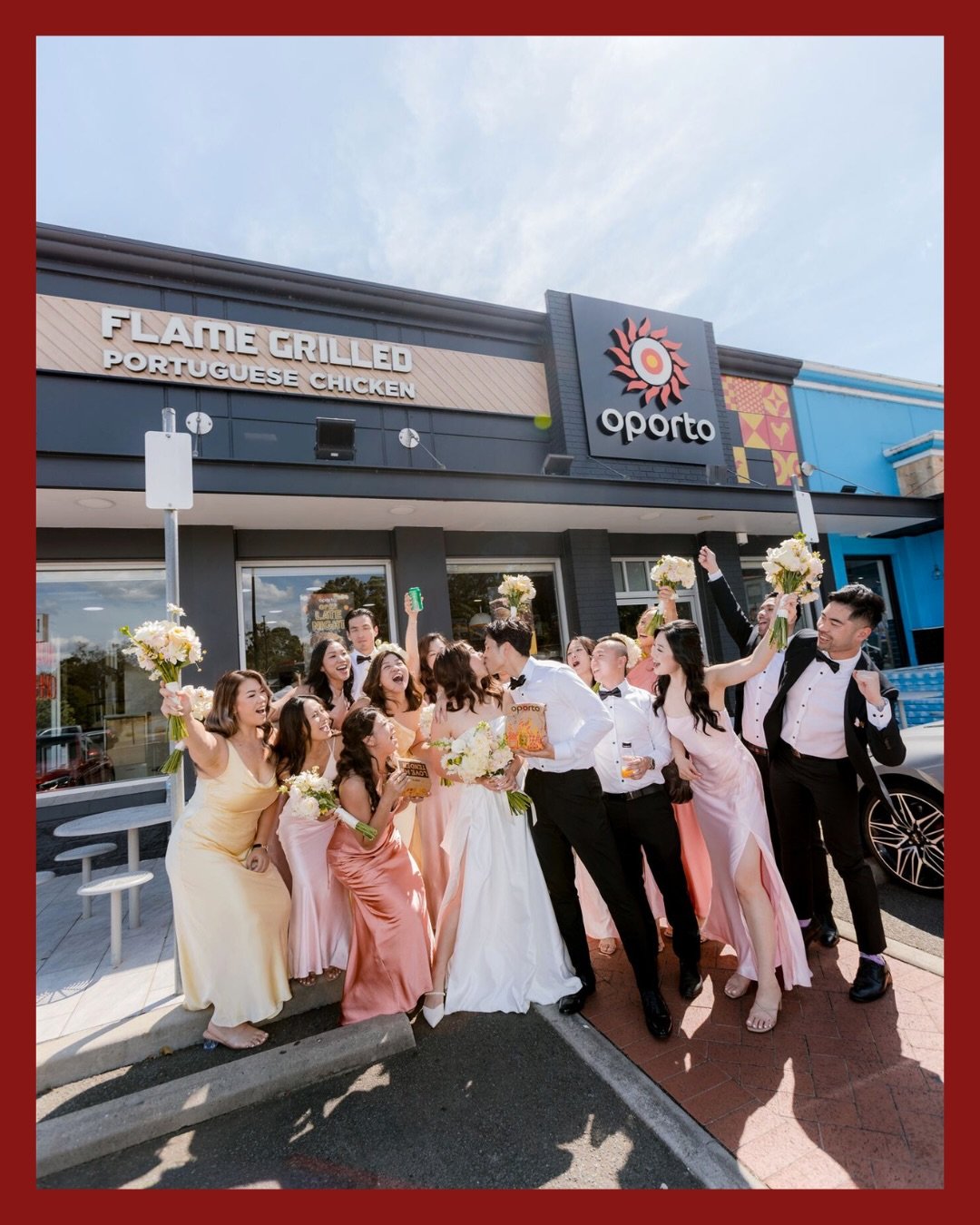 Flame grilled. Spicy. Zero traditions 🔥🌶️

Lyn &amp; Tony love Oporto, like LOVE Oporto, so we hit their favourite spot for some lunch before the ceremony because why the heck not 🍗

This is proof you can do weddings your way. 
Fun, hot and cooked