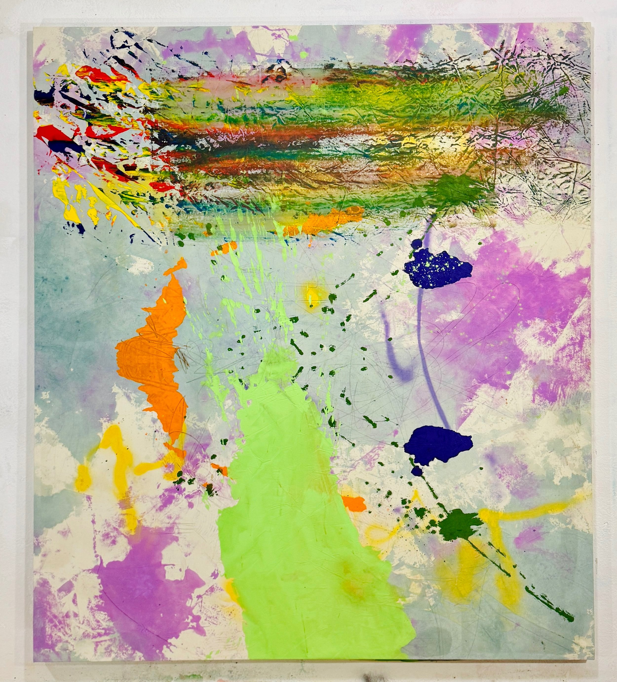 "Vog Smog Fog Log." Acrylic, spray paint and graphite on canvas. 75' x 66."