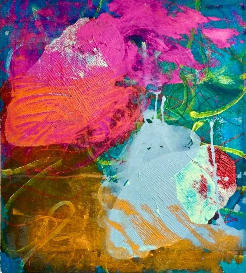 “That stings jelly gimme rainbow treat” 2026. Acrylic, paint pen, artist crayon and graphite on canvas. 22” x 20”