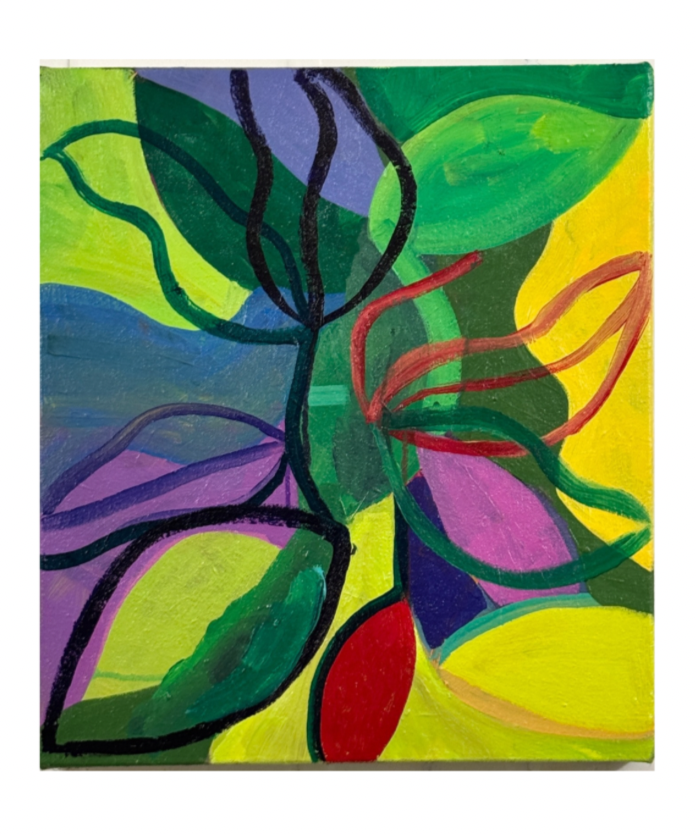 "Tree Friend." 2026. Acrylic on canvas. 20" x 18". 
