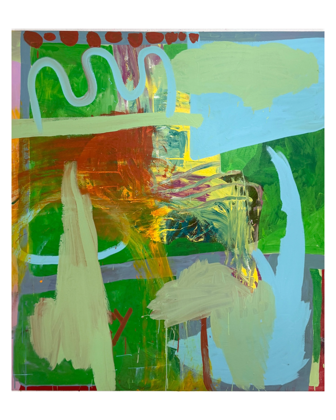 “Plant Growth Tide Change.” 2026. Acrylic on canvas. 55” x 51”.