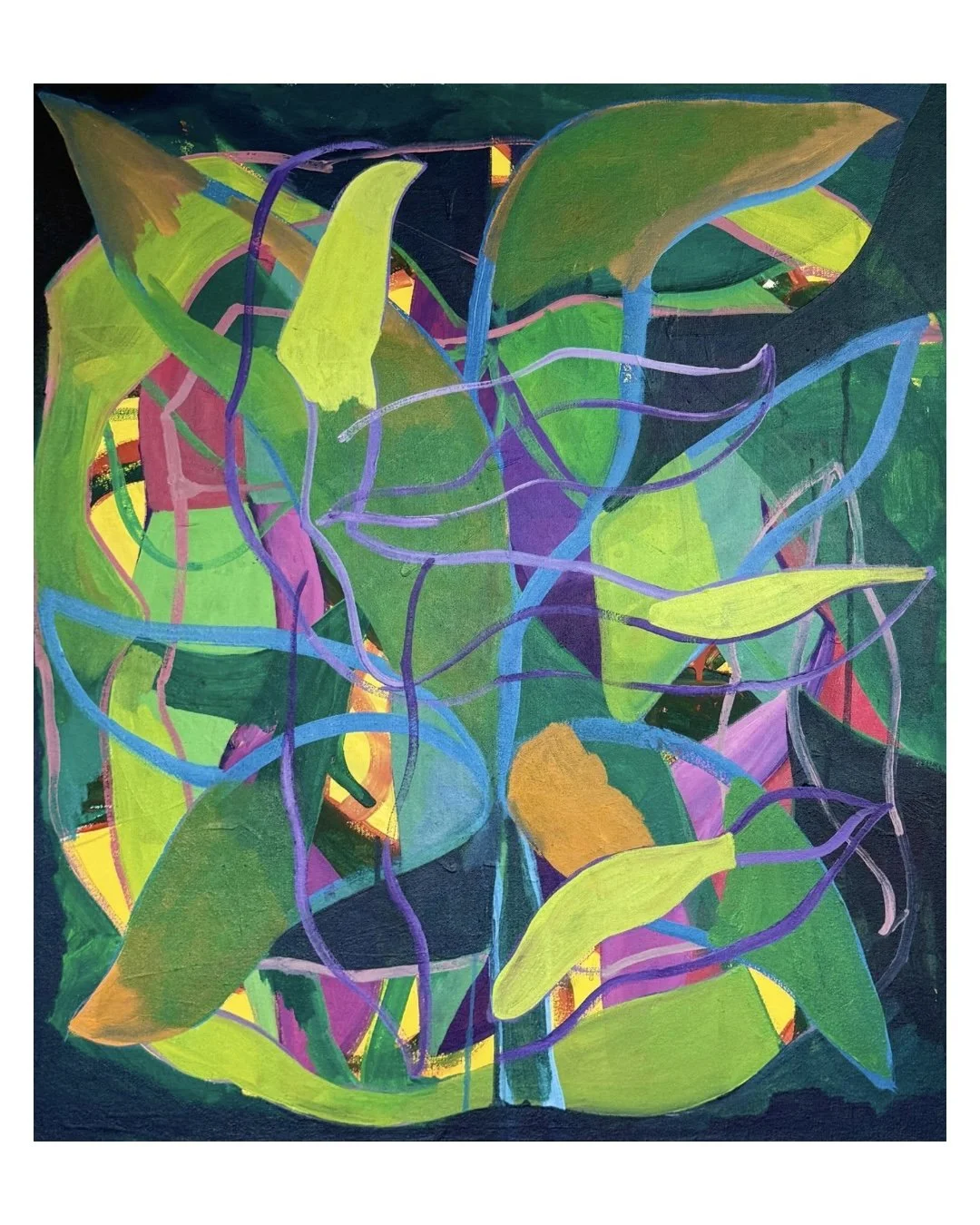 "Ti Plant Apparition." 2026. Acrylic on canvas. 30" × 27". 