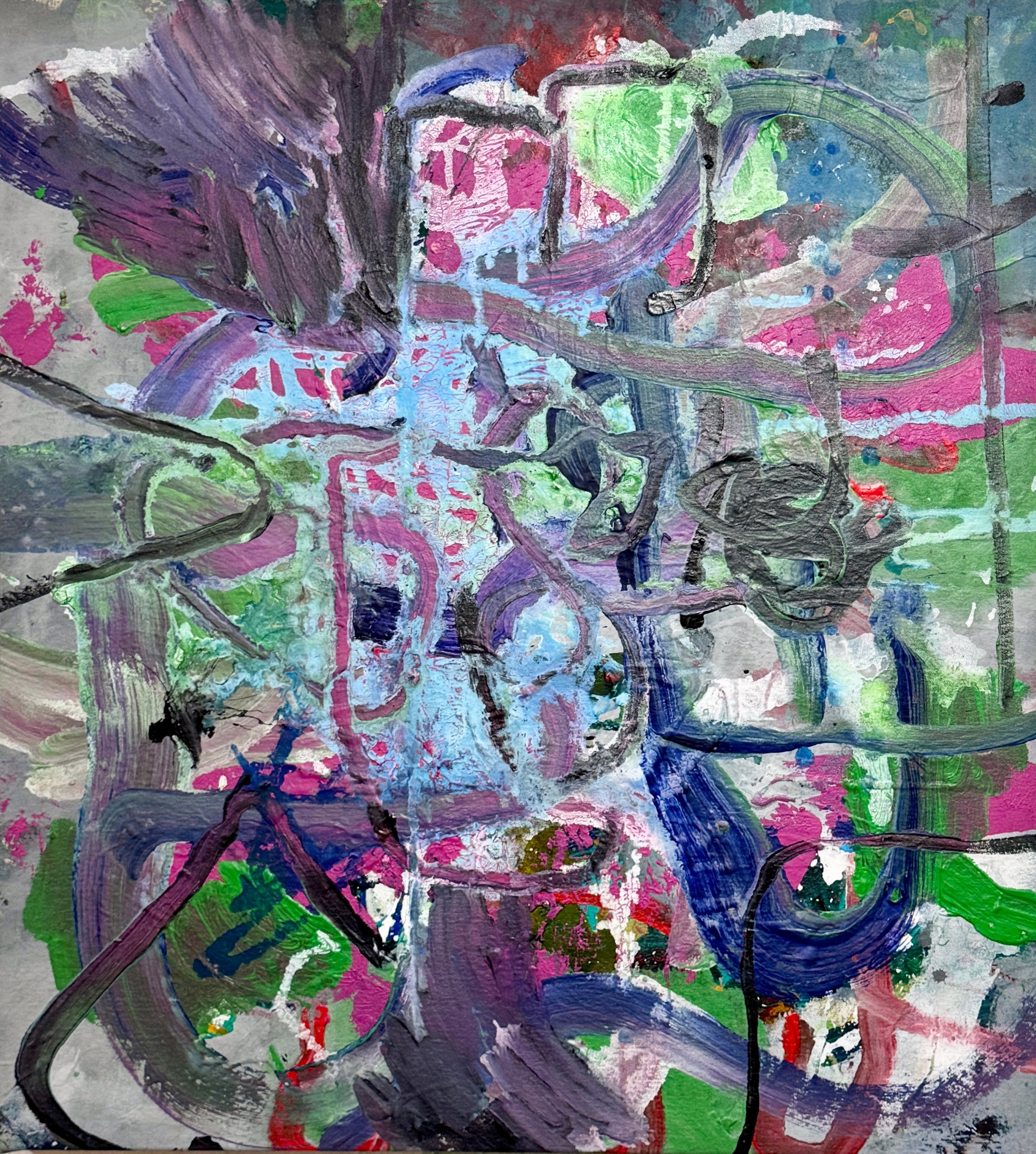 “Blue Dancer.” 2026. Acrylic and graphite on canvas. 27” x 24”