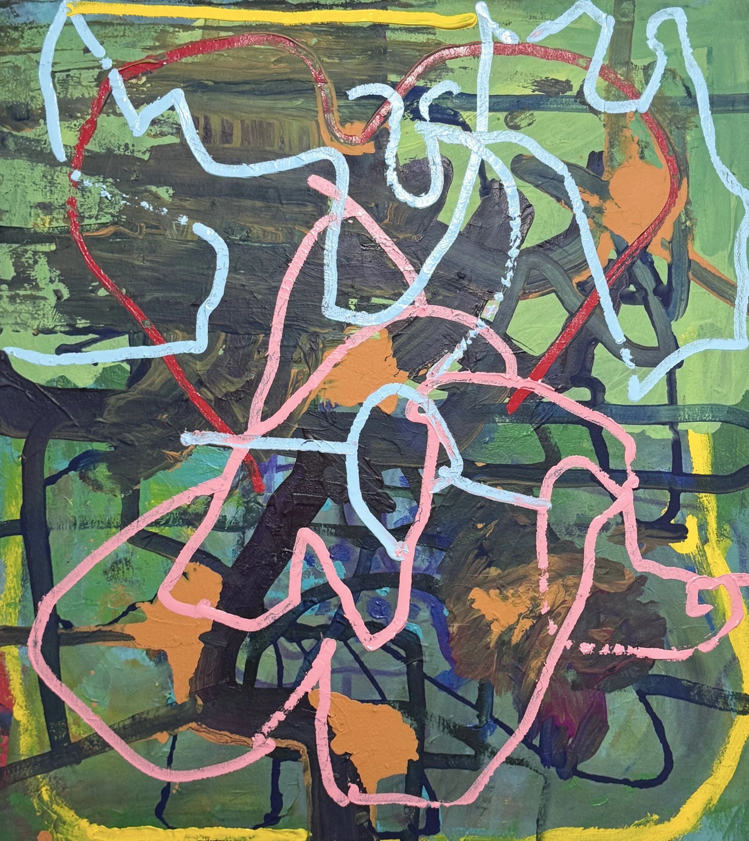 “Hanky Panky.” 2026. Acrylic and graphite on canvas. 28” x 24”. 