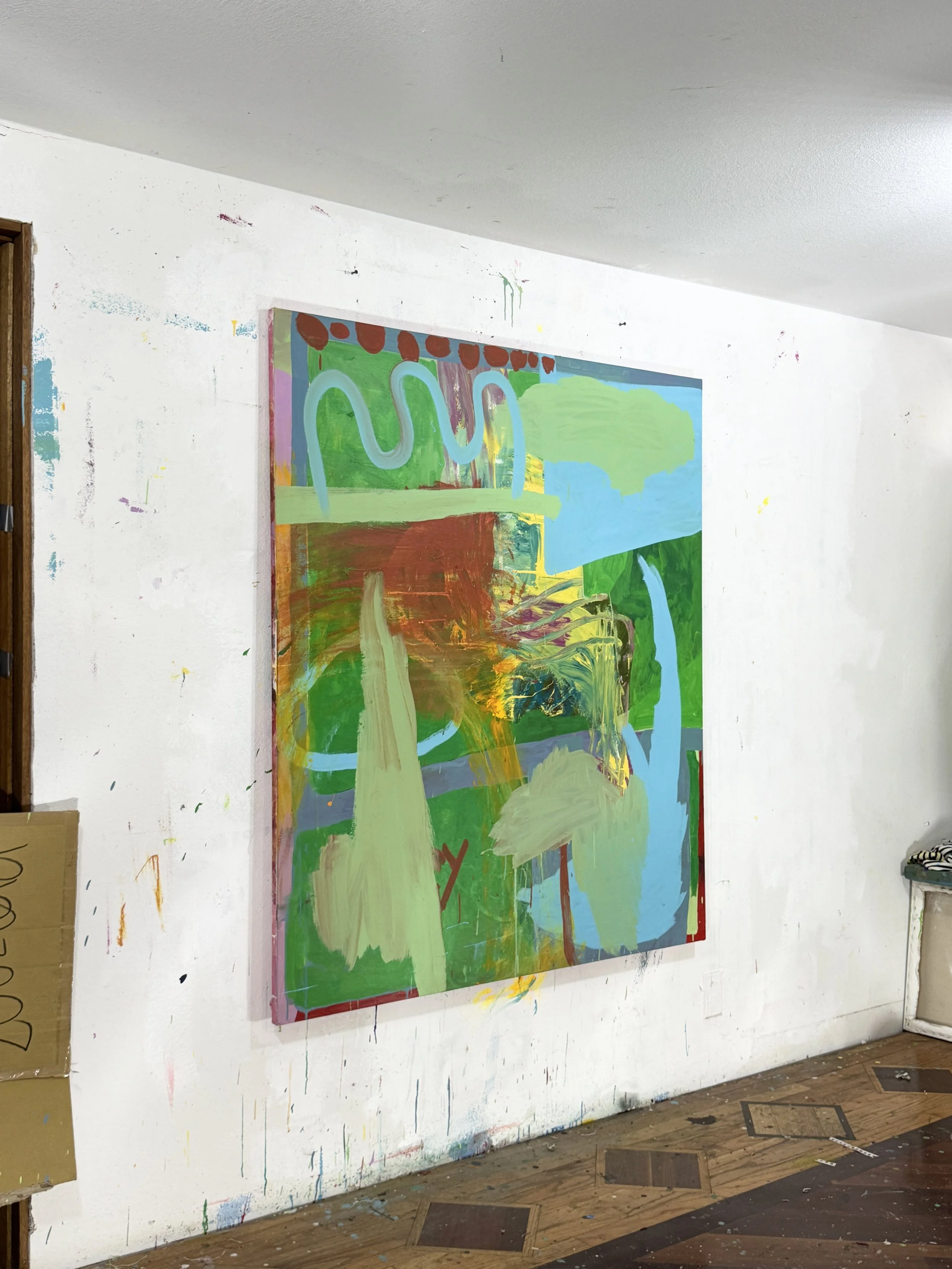 “Plant Growth Tide Change.” 2026. Acrylic on canvas. 55” x 51”.