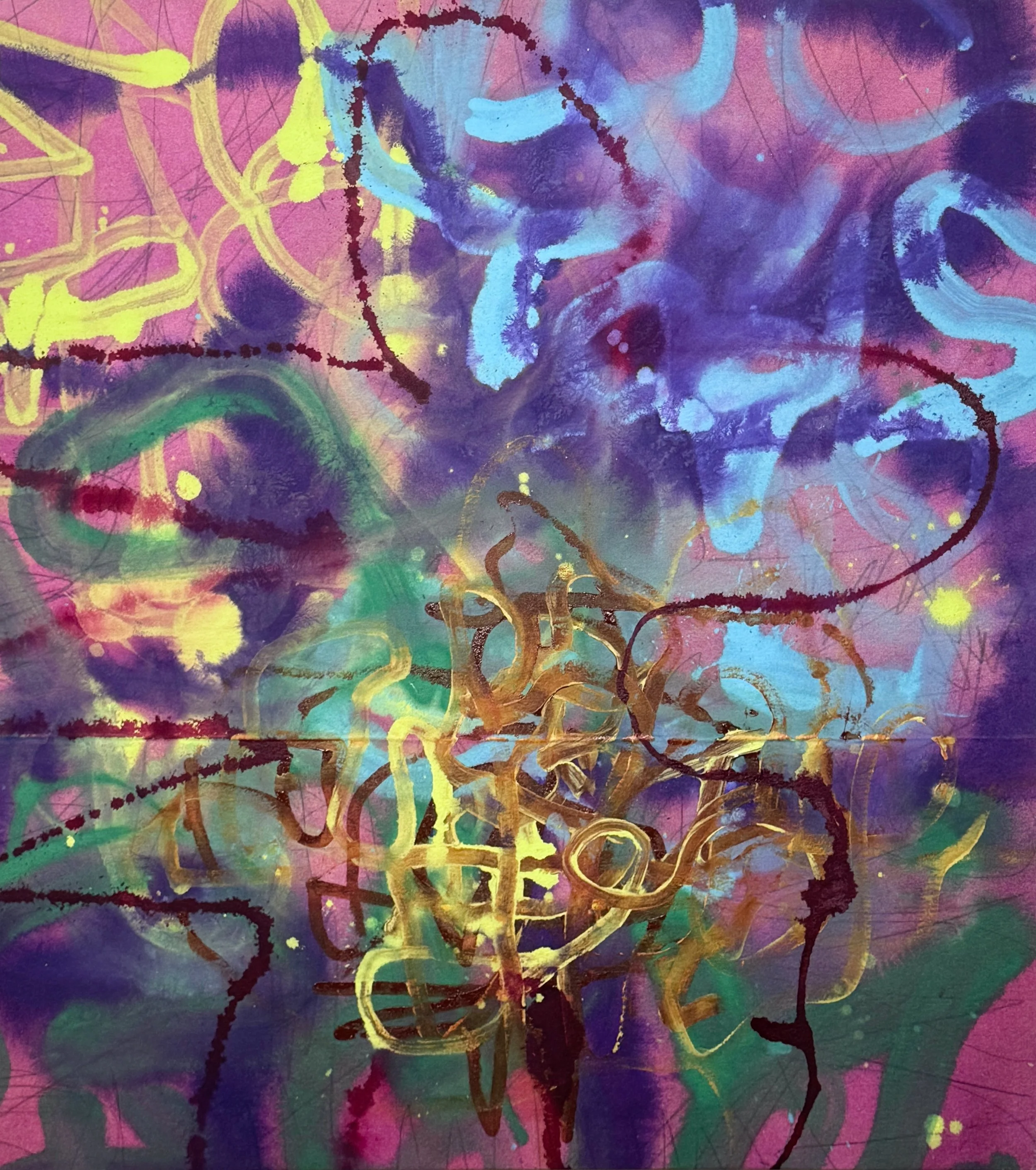 “Paunching Drawing Painting.” 2026. Acrylic and graphite on canvas. 38" x 32". 