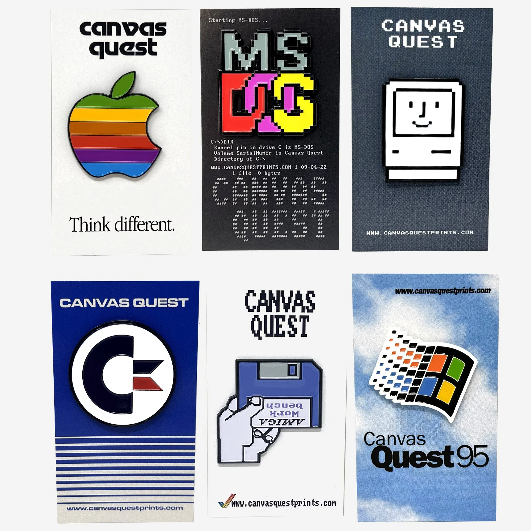 Classic Computer and OS Emblem Pin Collection - 6 Pin or Magnet Set