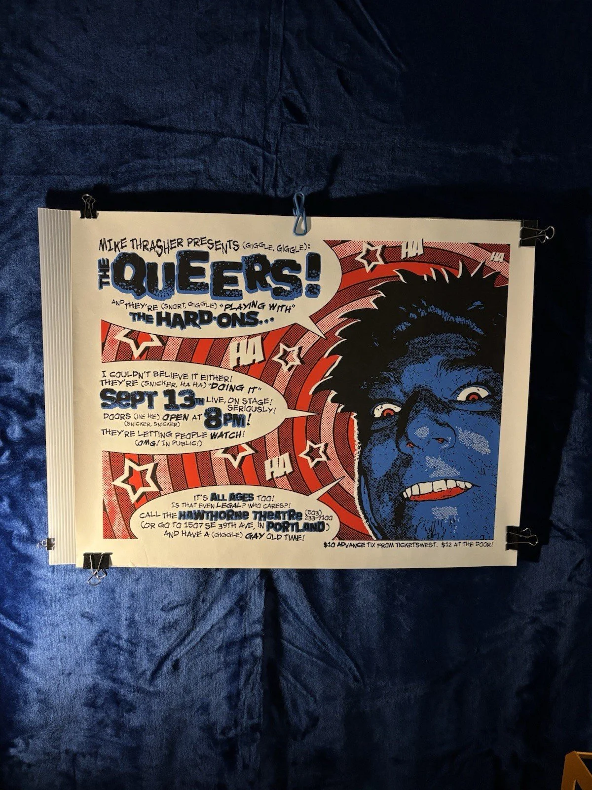 The Queers Silk Screen Concert Print Featuring The Hard Ons 18x24 Poster
