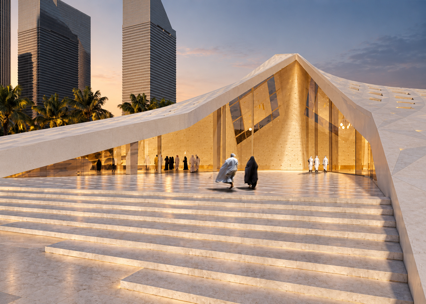 Golden Entrance Mosque at Dusk.png