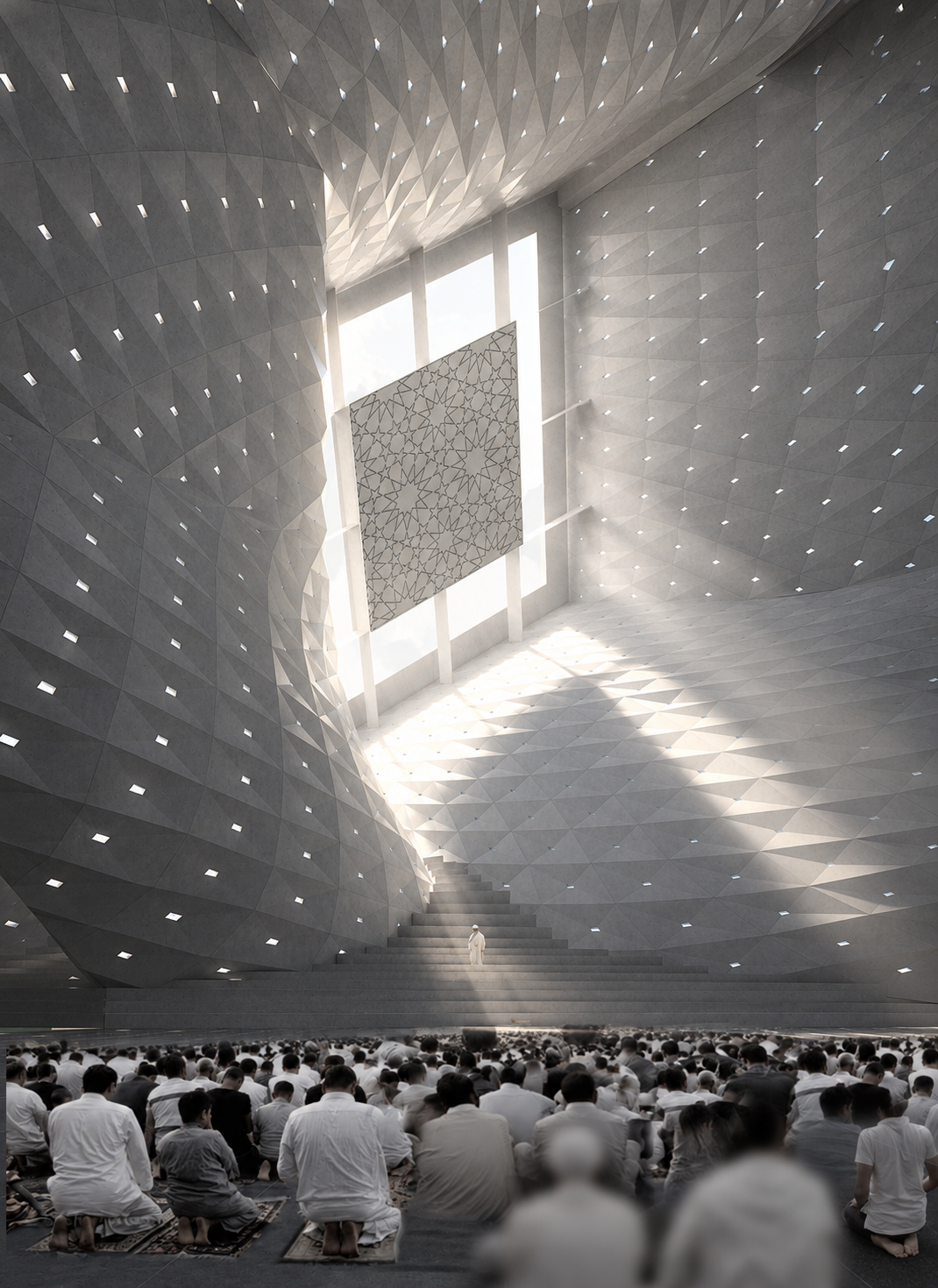 Photorealistic Faceted Hall With Congregation.png