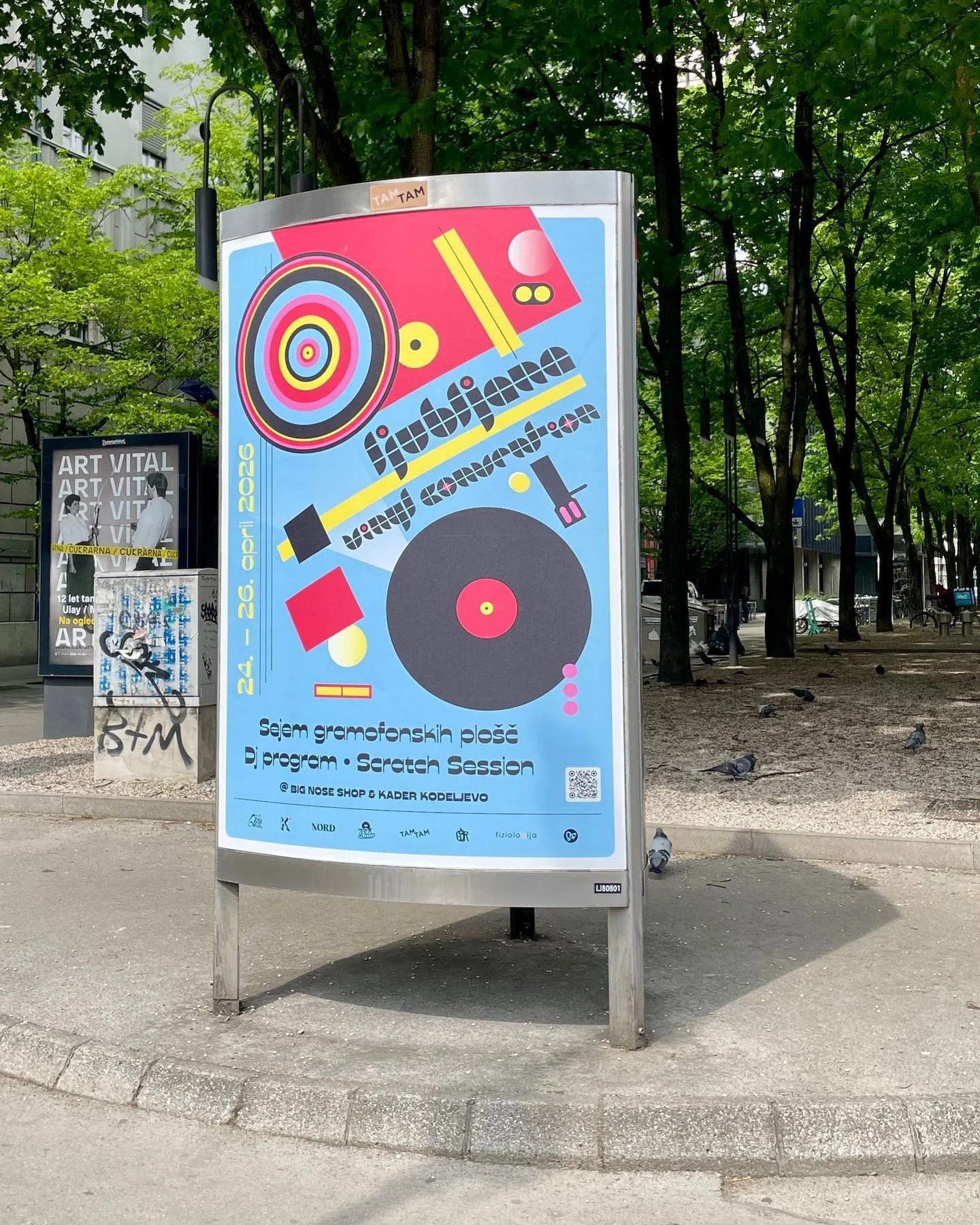 Wait, what? Ljubljana Vinyl Convention 2026 jumbo posters out in the wild!
Design by yours truly.

And the event is happening this weekend @ent.bignose &amp; @kader.lunapark, check the program @ljubljana.vinyl.convention profile!

Thank you @tamtam_m