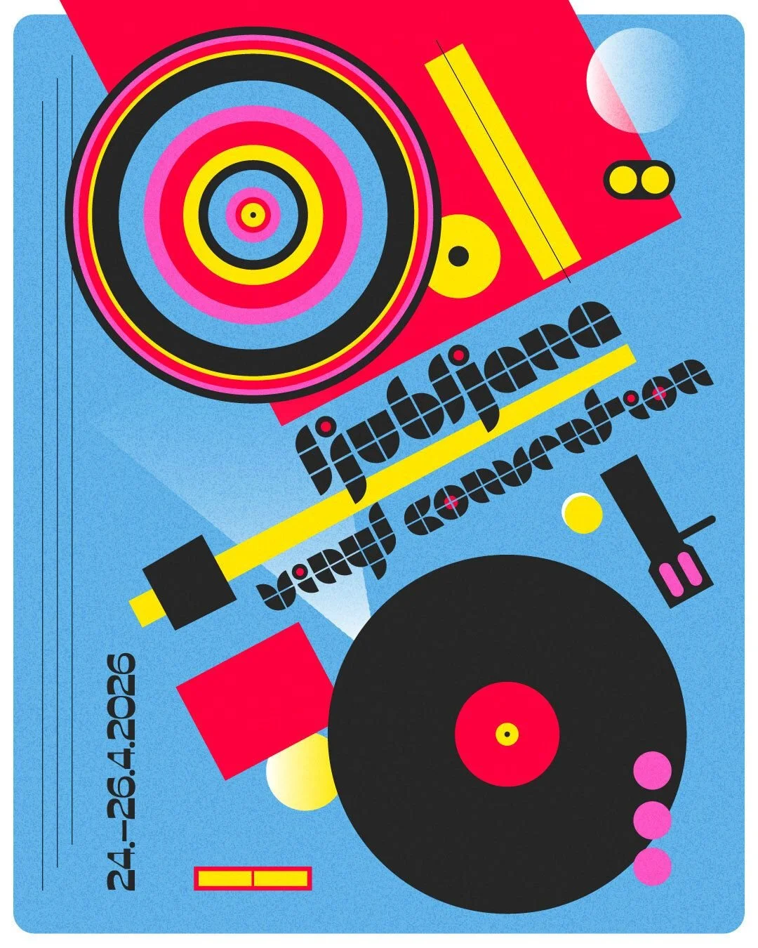 Ljubljana Vinyl Convention 2026 is over&mdash;but the memories &amp; the visuals live on. 🖤

I got to design the full visual identity again for @ljubljana.vinyl.convention. I went for a Bauhaus-inspired illustration of a turntable, broken down into 