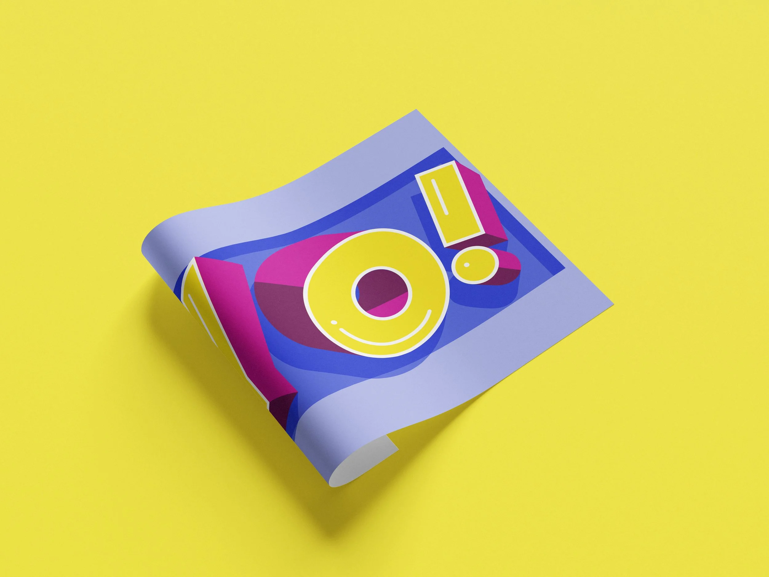 Superflinda YO! fine art print A2, bold hand-lettered typographic artwork.