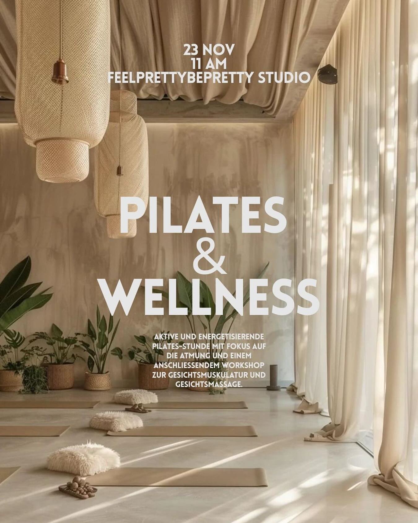 ✨ Pilates &amp; Wellness ✨

Am 23. November 2025 um 11:00 Uhr erwartet dich dini e ganz bsundrigi Usziit f&uuml;r di K&ouml;rper &amp; Gsicht!🤭

Zerst kasch du e aktivi und eneegetisierendi Pilatesstund mit Fokus uf di Atem gniessen, denoch zeigt di