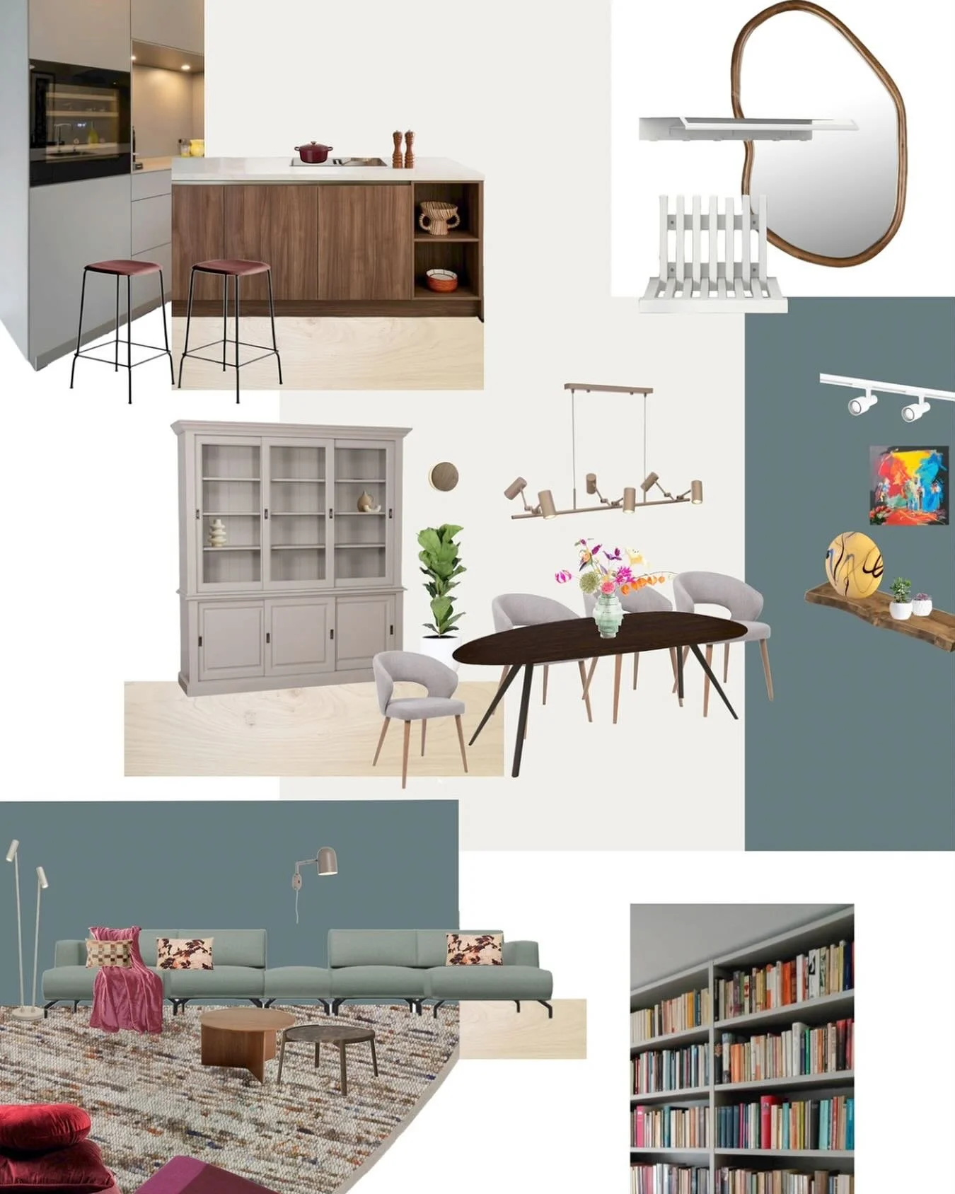 INTERIEUR
Vorige week heb ik afgesloten met een interieuradvies voor een woning in Voorhout. 

Wensen: 
- nieuwe keuken
- een ruime zithoek
- een grote boekenkast 
- een extra zitje
- een royale eettafel
- een goed lichtplan
- een hal die past bij de