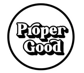 Proper Good logo with text inside a circle