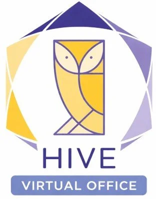 Stylized owl logo with geometric shapes and a hexagonal border.