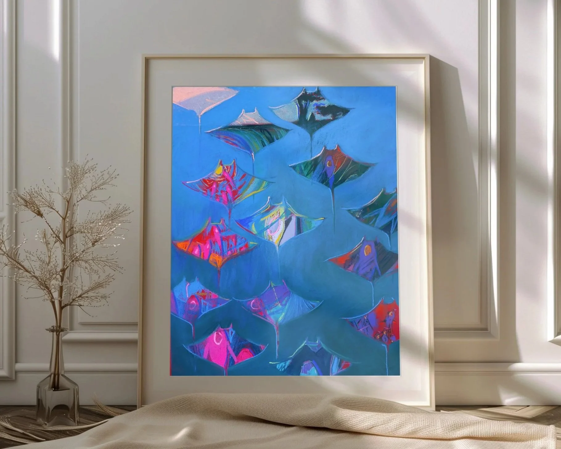 Beach day original pastel