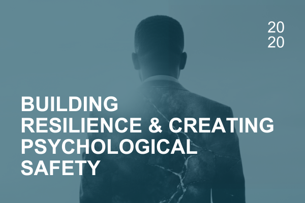 A man faces into the sunrise, his back towards us. There is abstract detail mimicking kintsugi pottery over his back. The text reads Building Resilience & creating psyhcological safety